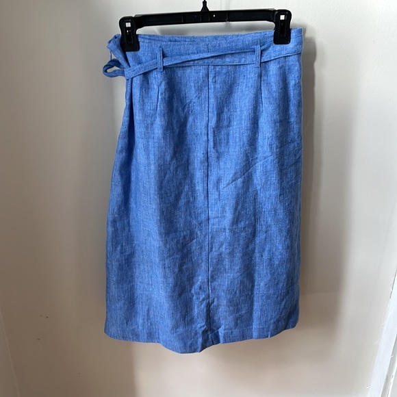 Banana Republic Blue Midi Linen Blend Wrap A-Line Skirt Size 2 - Picture 8 of 14